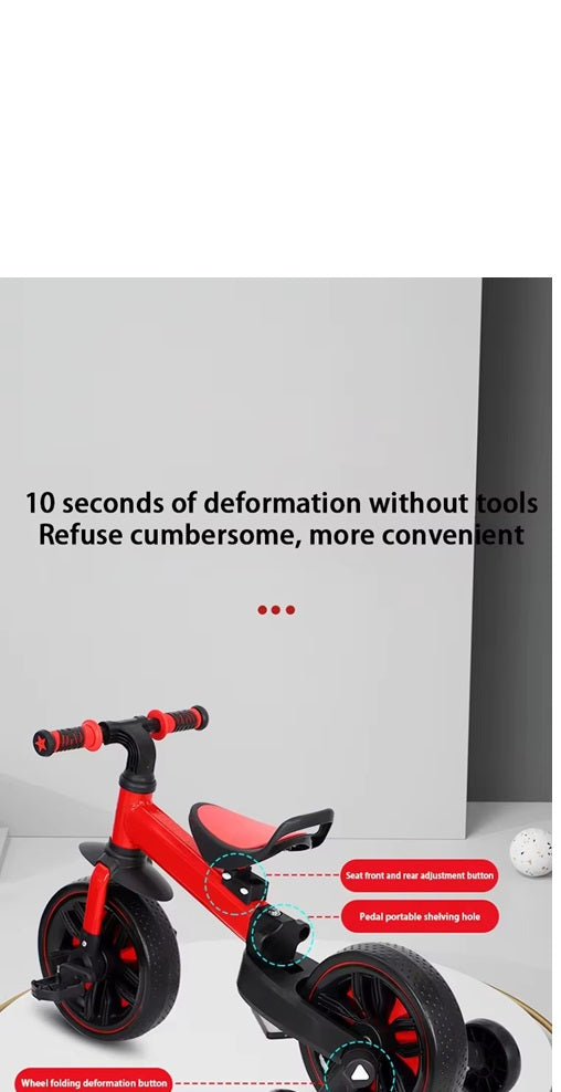 Curvear Lightweight Portable 3-in-1 Kids Trikes Tricycle Ideal for 10 Months to 4 Years Old Boys Girls, Balance Training.