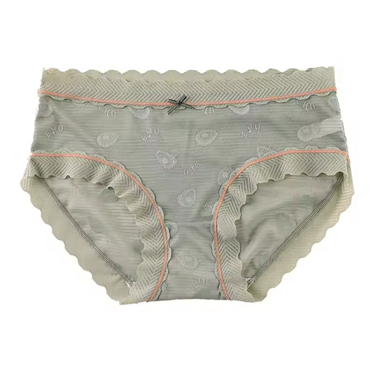 Curvear Sexy Lace Japanese Sweet Women Panties Mid Waist Avocado Color Sexy Lace Women Underwear Breathable Female Briefs. 2 set