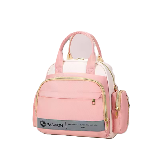 Curvear Fashion Color Matching Portable Mummy Bag Big Capacity Lady One Shoulder Bag Multi-functional Maternal Baby Supplies Storage Bag.
