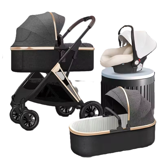 Curvear®️2 in 1 Convertible Baby Stroller, High Landscape Baby Stroller w/Reversible Seat, Removable Footmuff, Adjustable Backrest & Canopy, Foldable Infant Pram Stroller for 0-36 Months Babies, Pink.