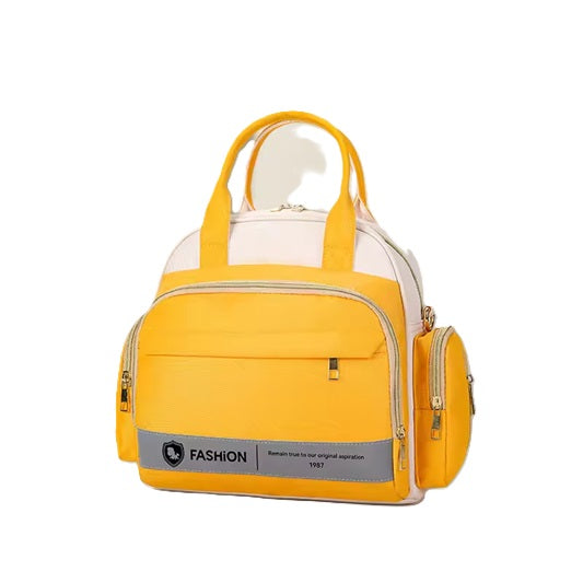 Curvear Fashion Color Matching Portable Mummy Bag Big Capacity Lady One Shoulder Bag Multi-functional Maternal Baby Supplies Storage Bag.