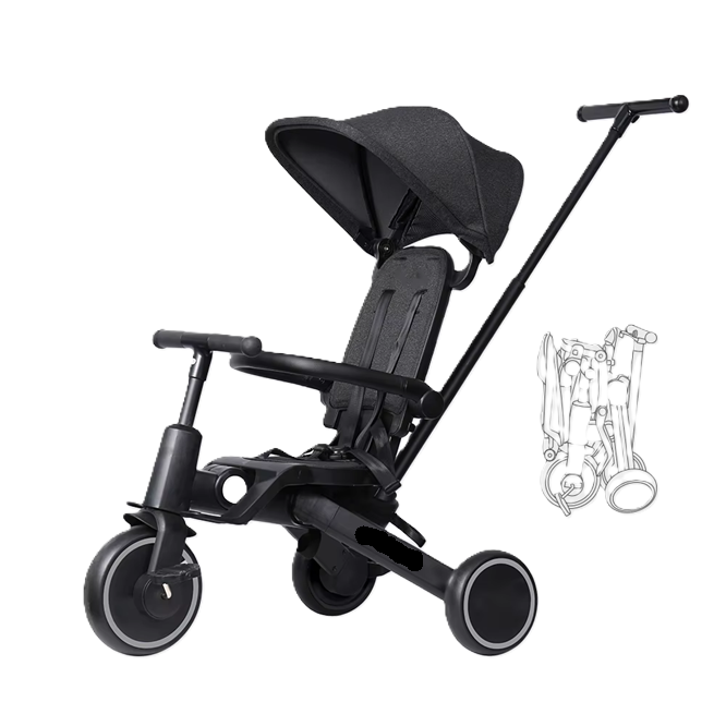 Curvear Tricycle Stroller for Toddler ,Foldable Baby Tricycle ,Kids Balance Bike with Push Handle ,Toddlers Stroller Bike with 1 to 5 Years,7-in-1 Push Tricycle Bike for Kids.
