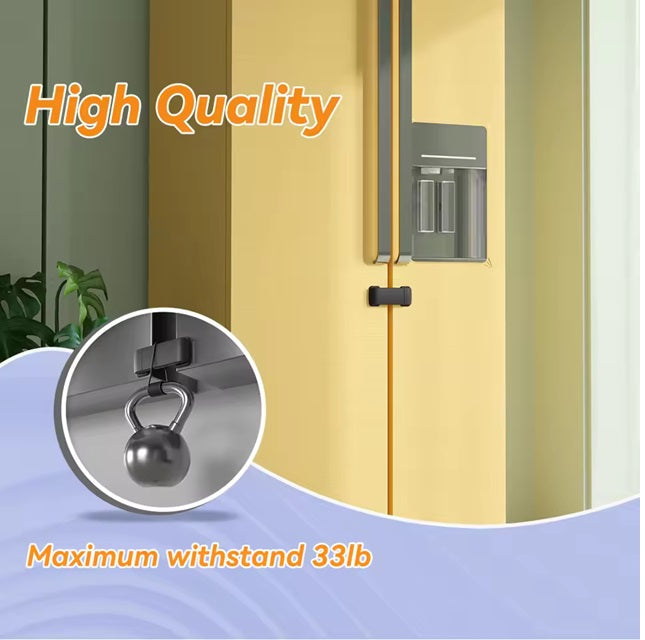 Baby Safety French Fridge Door Lock, Childproof Double Door Refrigerator Lock, Cabinet Cupboard Lock for Toddlers & Babies, Easy to Install