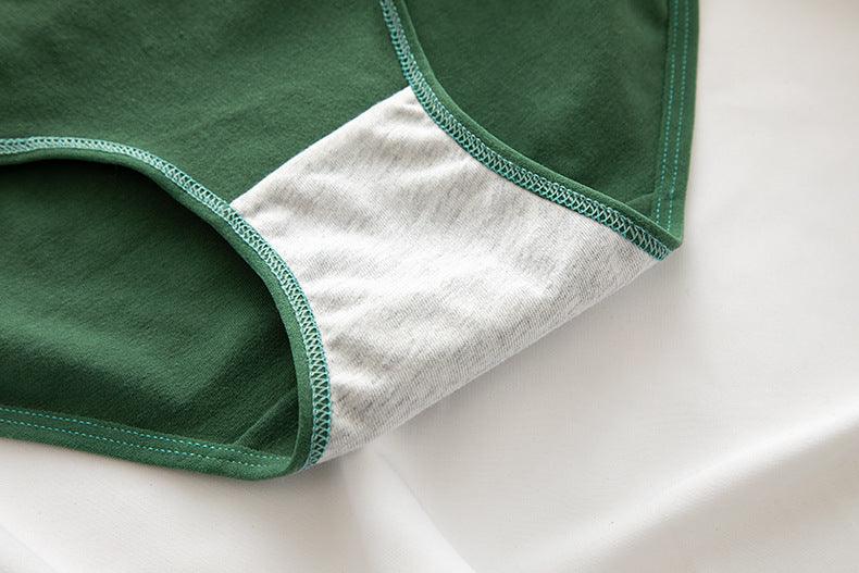 Curvear teenage Girls Panties Japanese Style Cute Bear Pattern Green Cotton Crotch Briefs Mid-rise Cartoon Student Underpants