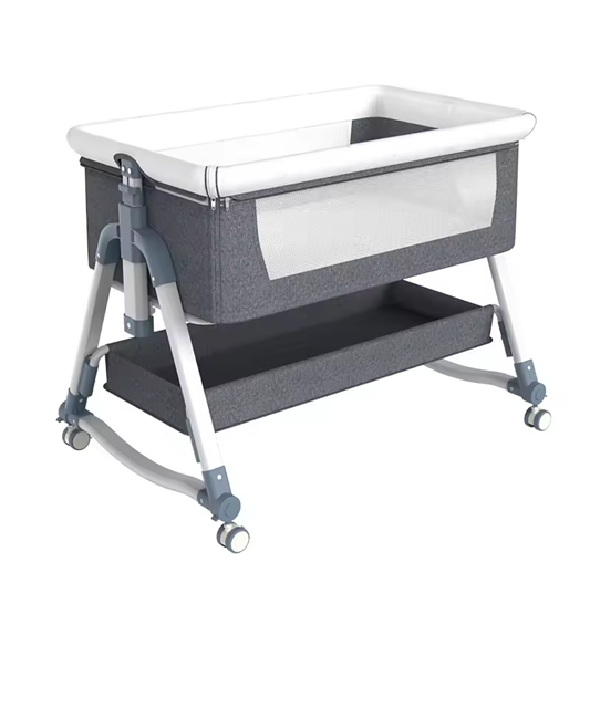 Curvear Portable Movable Crib Can Be Folded High and Low Adjustable Splicing Bed Modern Simple Baby Cradle Bed.