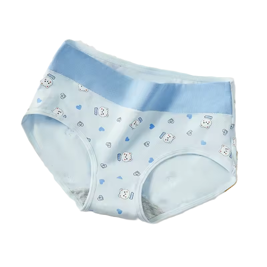 Curvear High-Waist Women's Cotton Panties - Breathable Body Shaper Underwear with Cute Prints, Soft Lingerie for Young Girls. 3 set