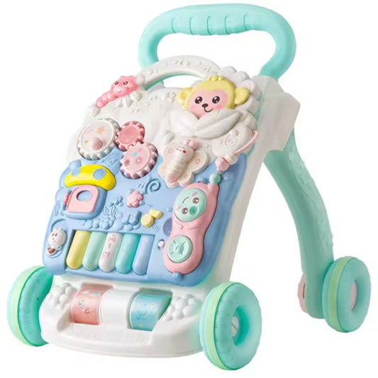 Curvear Sit to Stand Learning Walker, Multifunction Early Education Toys for Toddlers, Baby Walker for 1 Year Old Boys Girls with Kids Early Active Center & Removable Play Panel