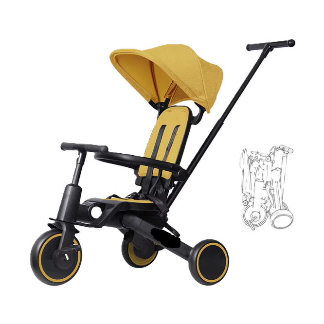 Curvear Tricycle Stroller for Toddler ,Foldable Baby Tricycle ,Kids Balance Bike with Push Handle ,Toddlers Stroller Bike with 1 to 5 Years,7-in-1 Push Tricycle Bike for Kids.