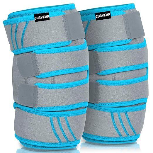 Cuvear®️Knee Ice Pack Wrap - Cold/Hot Gel Compression Brace - Heat Support Strap for Arthritis Pain, Athletic Injury, Osteoarthritis, Women, Men, Running, Meniscus and Patella Surgery