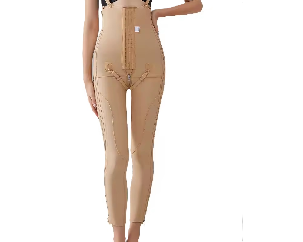 Curvear®️Women's Body Shapewear Thigh Liposuction Leggings Postpartum Leg Shaping Zipper Open Crotch 3 Breasted Tummy Control Panties