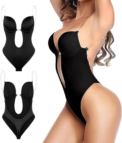 Curvear®️Strapless Backless Bras for Women Bodysuit, Seamless Plunge Shapewear, Clear Body Shaper Bra for Women