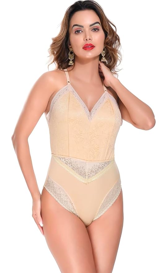 Elegant Green Lace Bodysuit for Women – Deep V Neck, Sheer Mesh Lingerie, Sexy One-Piece Outfit
