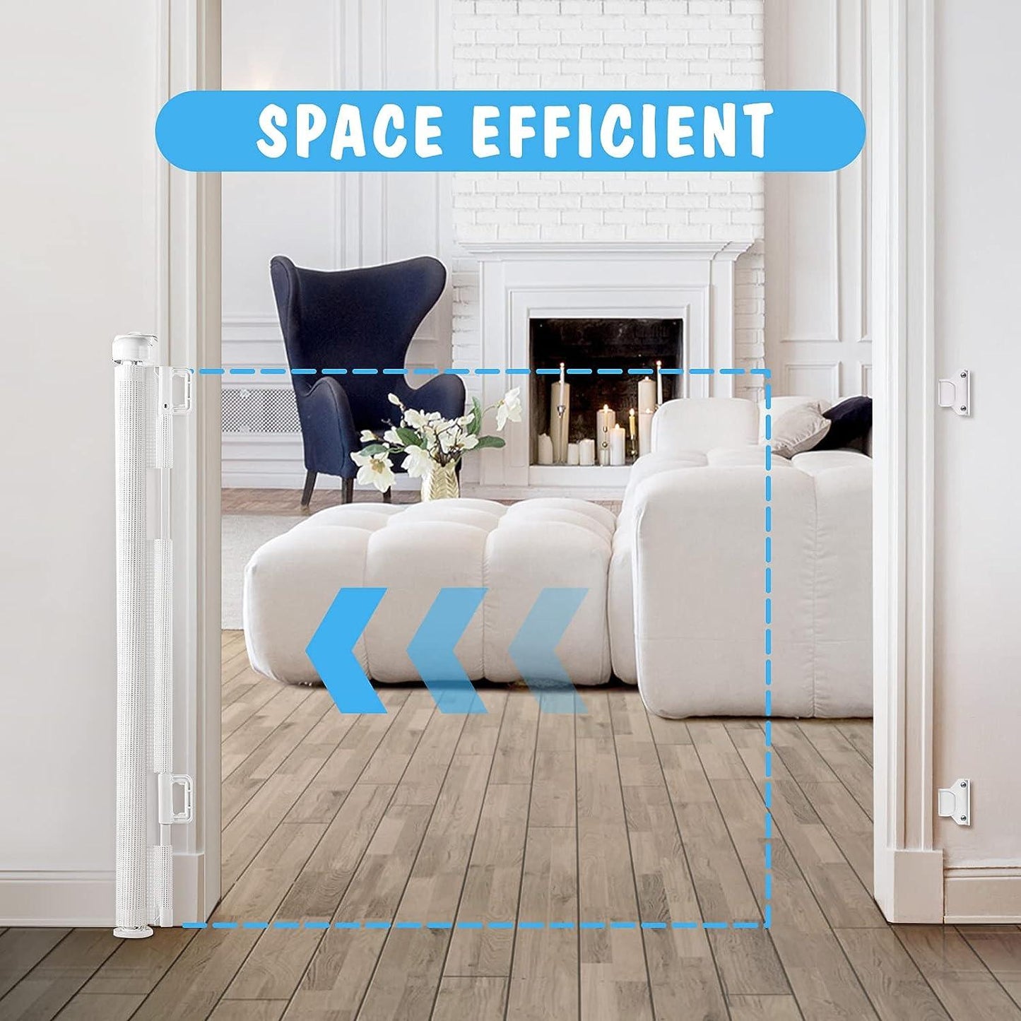 CURVEAR BABY Retractable Gate in White Color – Safe, Durable, and Space-Saving Solution for Homes with Infants and Toddlers