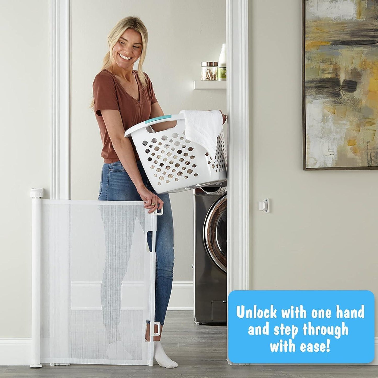CURVEAR BABY Retractable Gate in White Color – Safe, Durable, and Space-Saving Solution for Homes with Infants and Toddlers