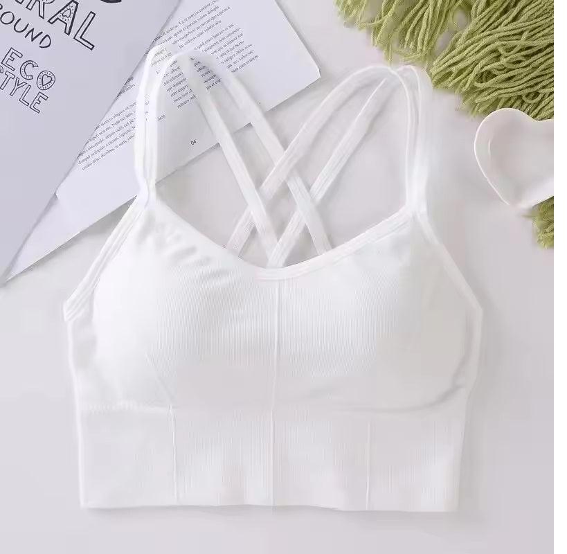 Curvear Sports Bra for Women, Cross Back Padded Sports Bra, Perfect for Yoga, Workout, and Fitness Bra Crop Tops 3 Pack