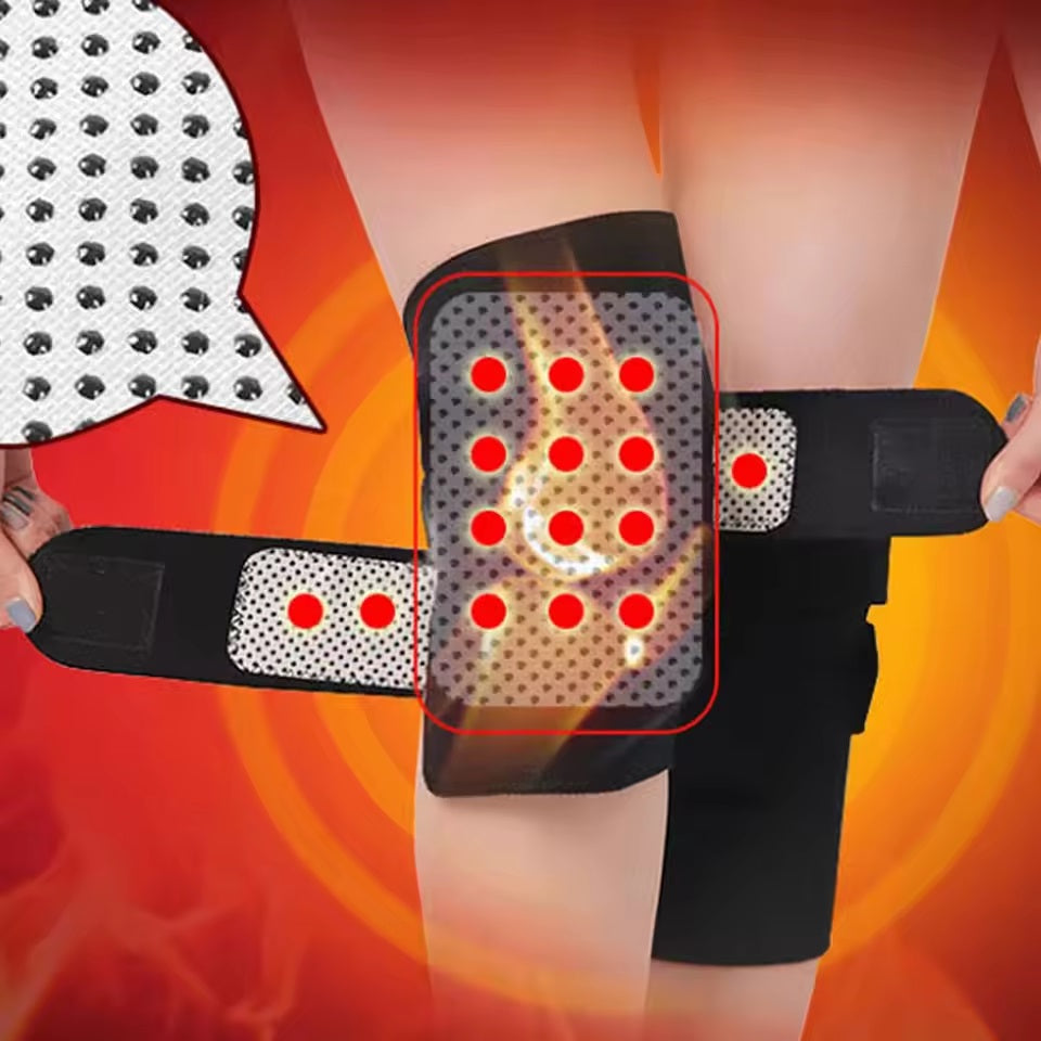 Curvear Knee Brace Support for Arthritis Knee Massage Therapy, Warm Knee Pad Protector, Tourmaline Self-Heating Belt, Magnetic Protection 1 Pair