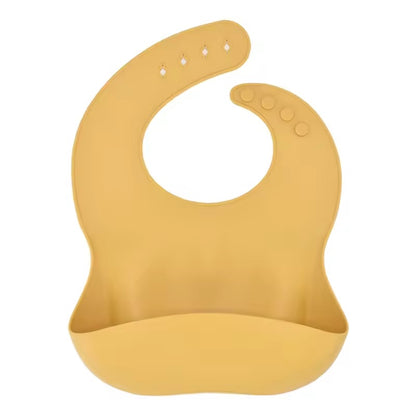 CURVEAR®️premium Adjustable Baby Silicone Bib, Waterproof, Soft Feeding Cloth for Newborns, Toddlers, Drooling Protection. Set of 2.