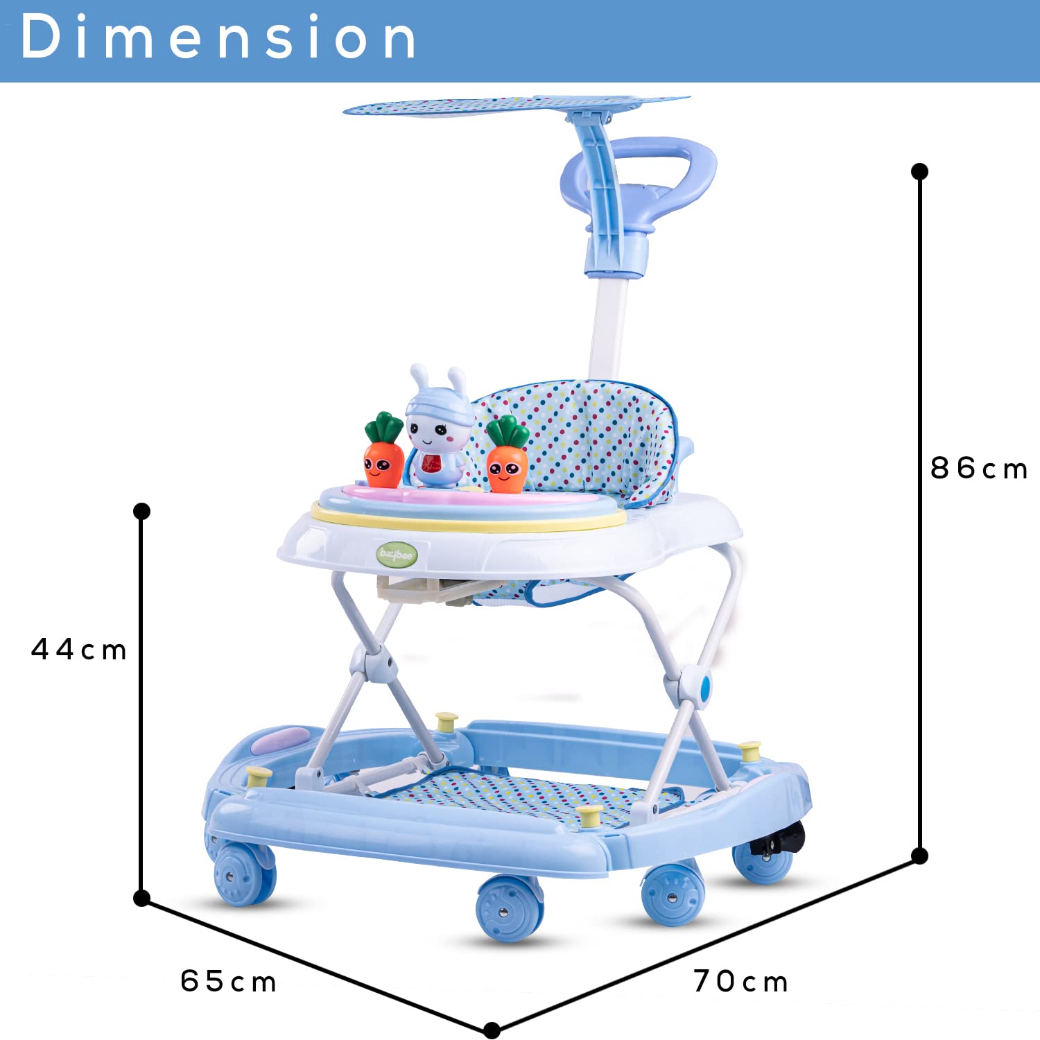 Baby Walker for Kids, Adjustable Height, Toys, Music, Activity Walker for Babies 6-18 Months, Round