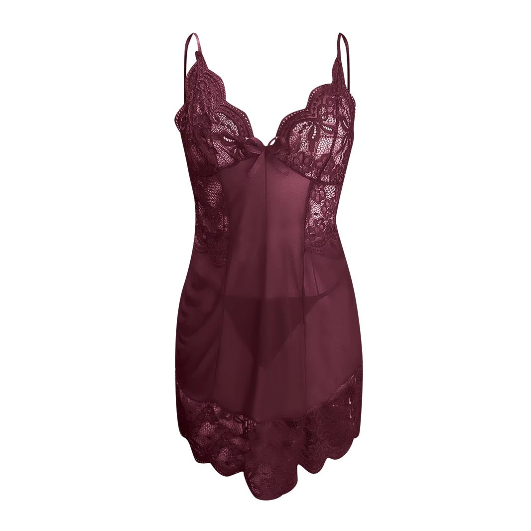 Women's Satin Lace Baby doll Nightwear – Sexy Lingerie for Women | Soft Nighty Dress with Adjustable Straps | Bridal Sleepwear, Honeymoon Dress, Romantic Nightwear, Night Slip, Intimate Wear, Fancy Night Dress - CURVEAR