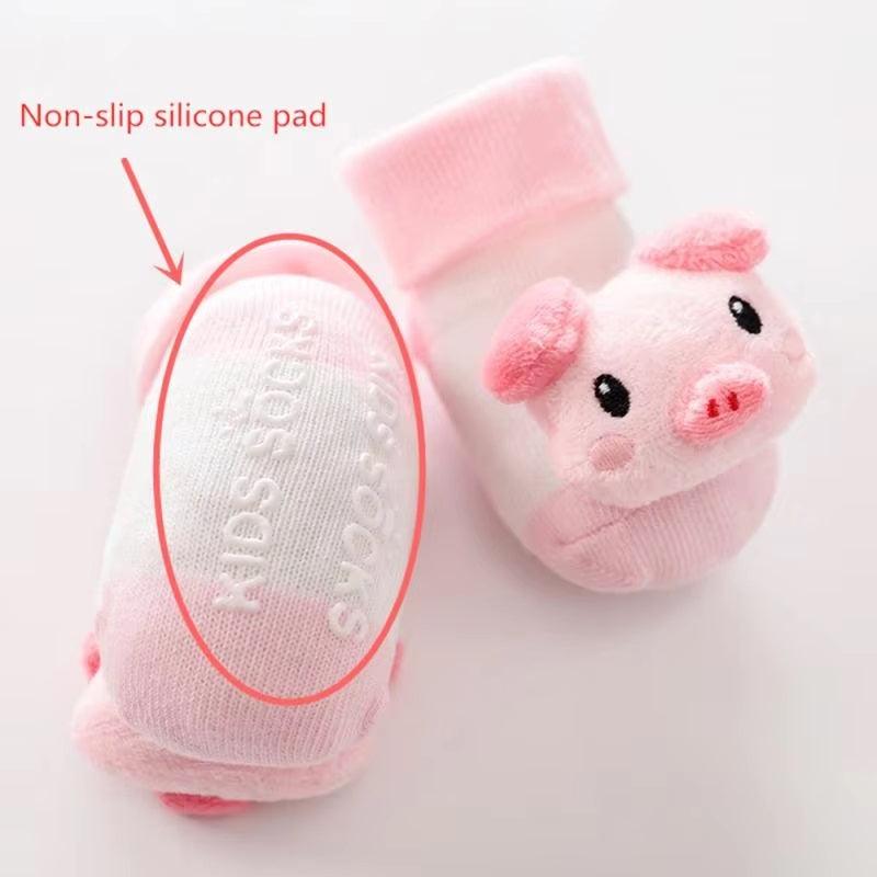 CURVEAR ®️Cartoon Baby Anti-Slip Socks Shoes for Newborns, Infants & First Walkers – Cute Rattle Booties for Boys & Girls
