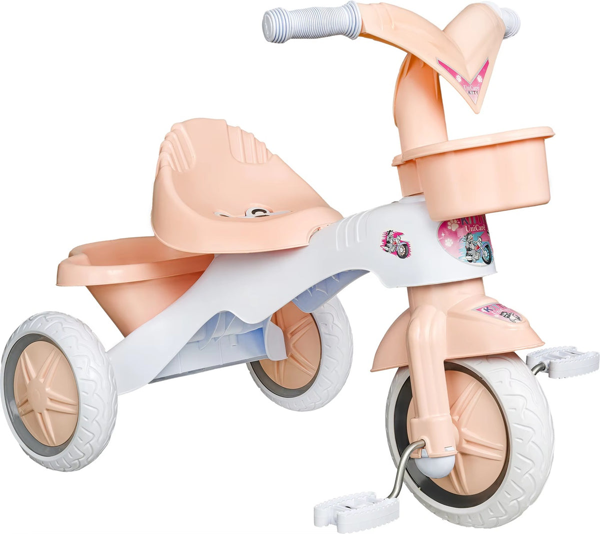 Curvear Kids Tricycle with Music, Light, Storage Basket, Safety Belt, Adjustable Height, Tricycle for Kids, Baby Cycle, Kids Tricycle for 12 Months to 5 Years.