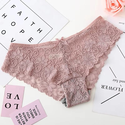 Curvear Sexy Lace Panties Women Fashion Cozy Lingerie Tempting Pretty Briefs High Quality Cotton Low Waist Cute Women Underwear. Pack of 2