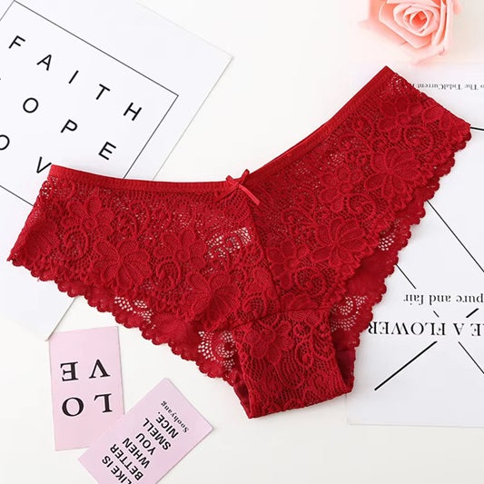 Curvear Sexy Lace Panties Women Fashion Cozy Lingerie Tempting Pretty Briefs High Quality Cotton Low Waist Cute Women Underwear. Pack of 2
